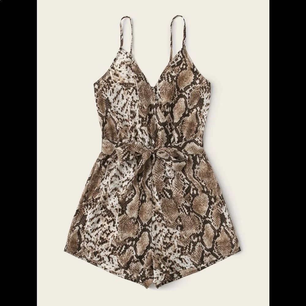 Belted Snakeskin Romper Large